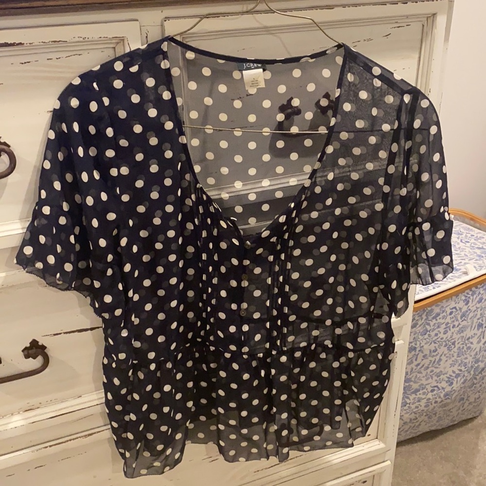 GUC J.Crew navy 100% silk top szL